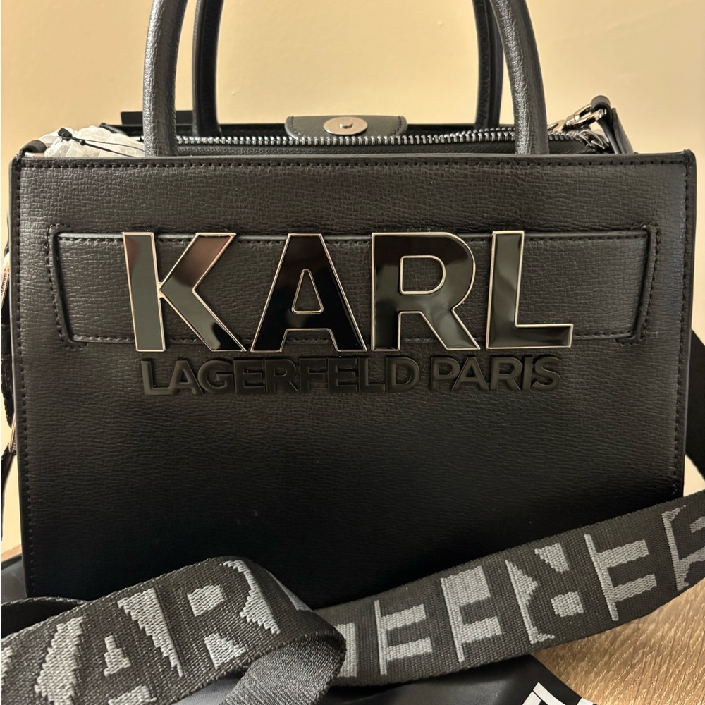 NWT Karl Lagerfeld Leather Handbag with Crossbody Strap